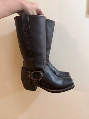 FRYE Harness Brown Leather Boots 6.5